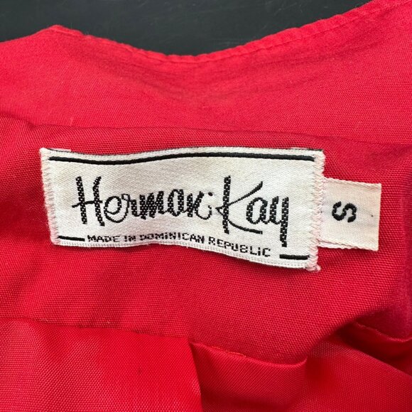 Vintage Jacket Small Herman Kay Red Detachable Hooded Stripes Long Retro 1980s - Picture 4 of 10